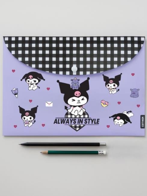 Папка-конверт на кнопке А4 &quot;Куроми-2&quot;, 160 мкм, пластик 