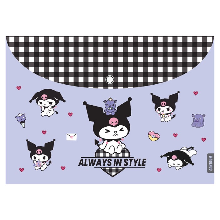 Папка-конверт на кнопке А4 &quot;Куроми-2&quot;, 160 мкм, пластик 