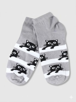Носки женские "Черные коты", р. 35-40, серые