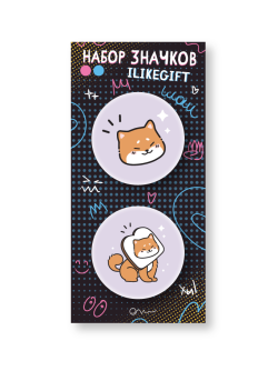 Набор закатных значков 2 шт. iLikeGift "Shiba inu sandwich"