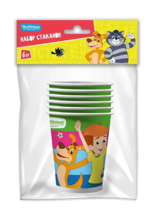 Набор бумажных стаканов 6 шт.&quot;Союзмультфильм. Простоквашино&quot; (250мл) 