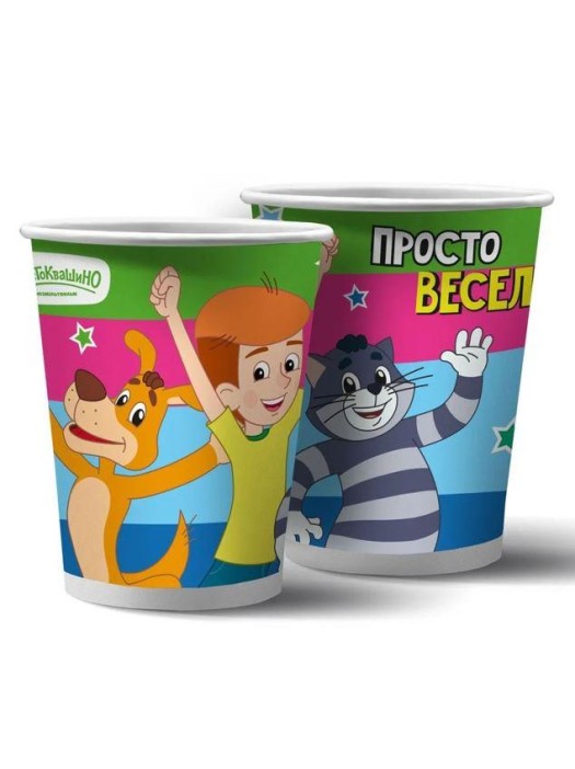 Набор бумажных стаканов 6 шт.&quot;Союзмультфильм. Простоквашино&quot; (250мл) 