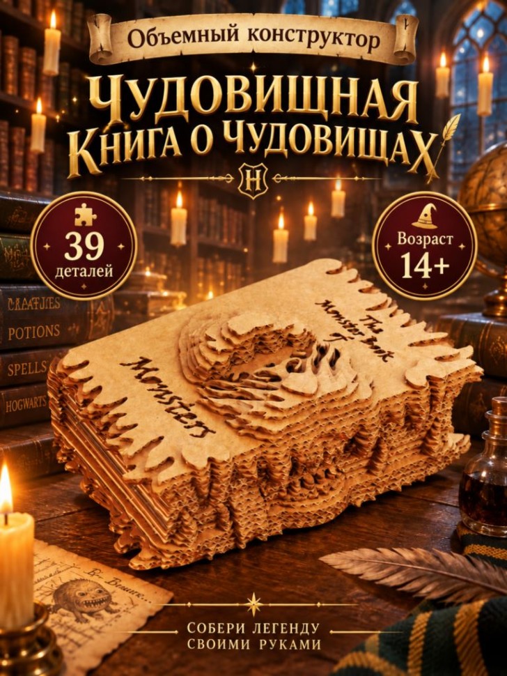 Конструктор объемный из картона "Гарри Поттер-Книга", 39дет.