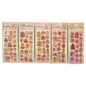 Наклейки бумажные "Капибара", 18.5*7 см, mix