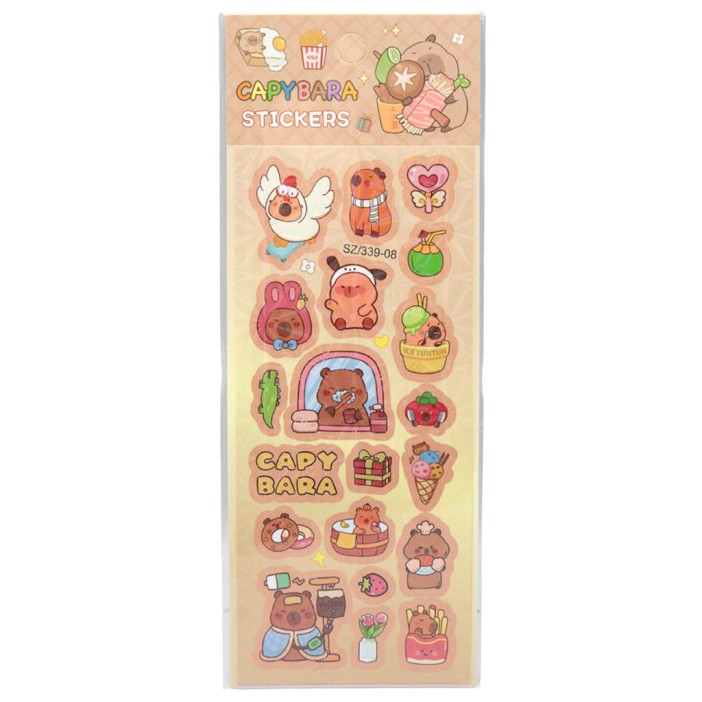 Наклейки бумажные &quot;Капибара&quot;, 18.5*7 см, mix 