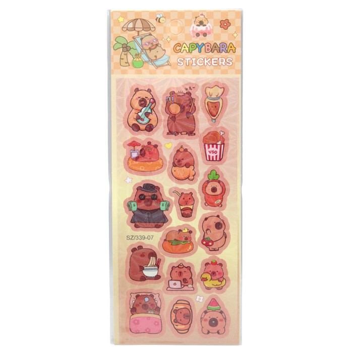 Наклейки бумажные &quot;Капибара&quot;, 18.5*7 см, mix 