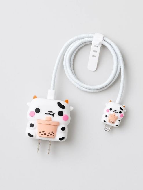 Защитный набор для зарядного устройства iLikeGift "Корова", прозрачный (5 предметов)