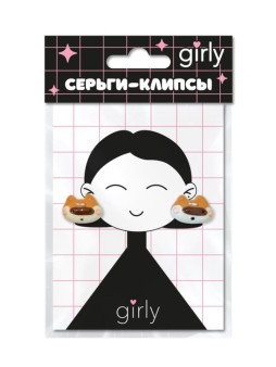Серьги-клипсы GIRLY "Нос корги", коричневые