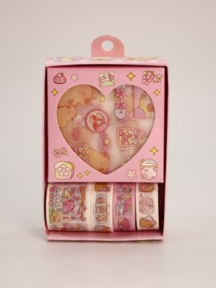 Набор декоративного скотча 4 шт. и стикеров 4 шт. &quot;Capybara&quot;, pink