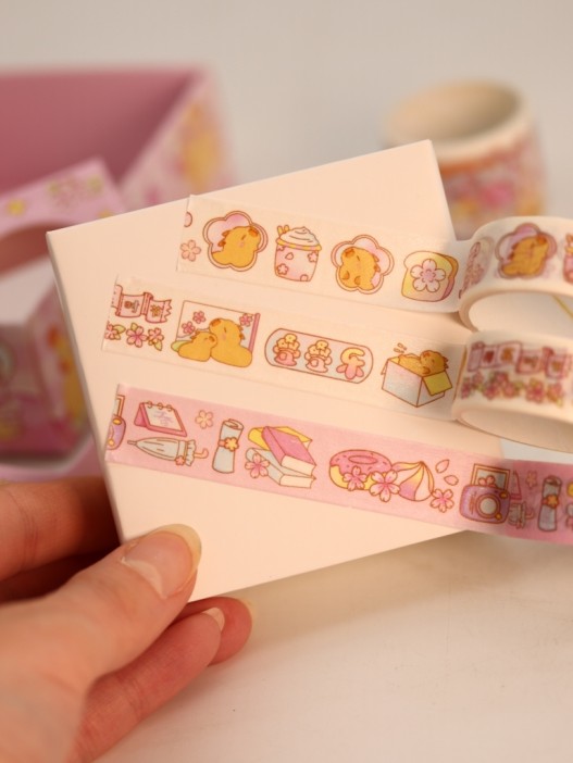 Набор декоративного скотча 4 шт. и стикеров 4 шт. &quot;Capybara&quot;, pink 