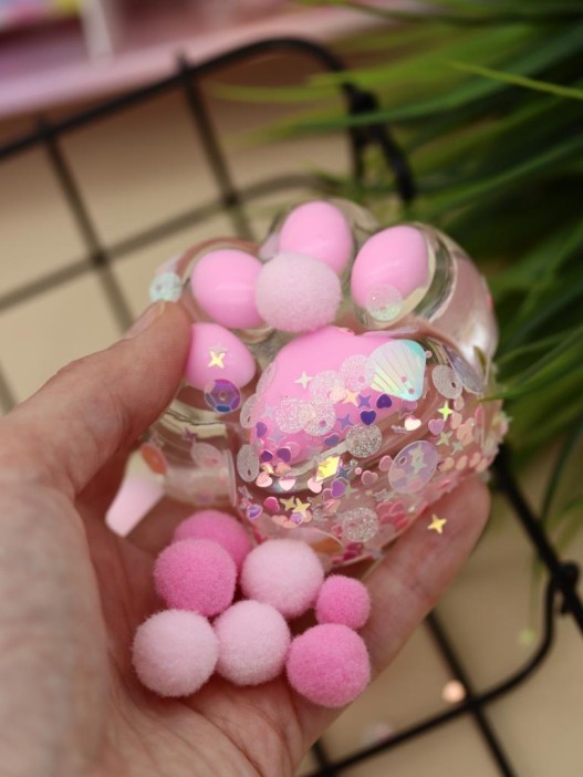 Мялка - антистресс «Таба ЛАПКА со звёздочками», розовая, 6 x 7,3 см 