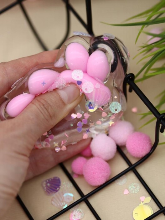 Мялка - антистресс «Таба ЛАПКА со звёздочками», розовая, 6 x 7,3 см 