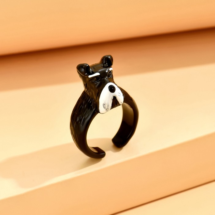 Кольцо акриловое GIRLY &quot;Dog&quot;, black (d=1,7 см) 