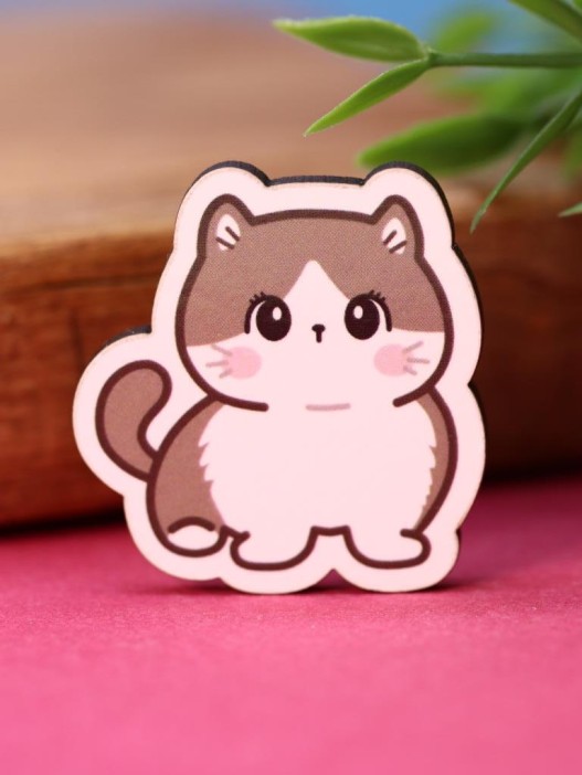 Значок ECO из дерева Adorable cat 