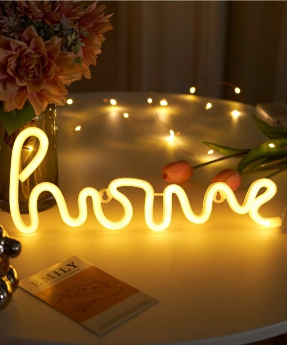 Неоновый подвесной ночник «Home», USB, тёплое свечение (35х13 см) 