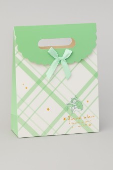 Пакет подарочный (M) "Pattern plaid", green (27*19.5*8.6)