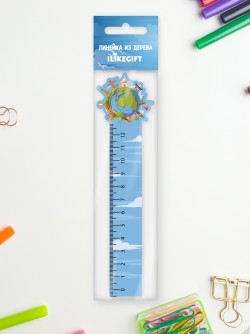 Линейка ECO из дерева iLikeGift «Путешествия»