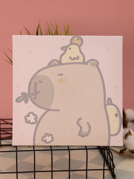Картина по номерам на подрамнике Draw Me! «Capybara and ducks», (20*20 см) 