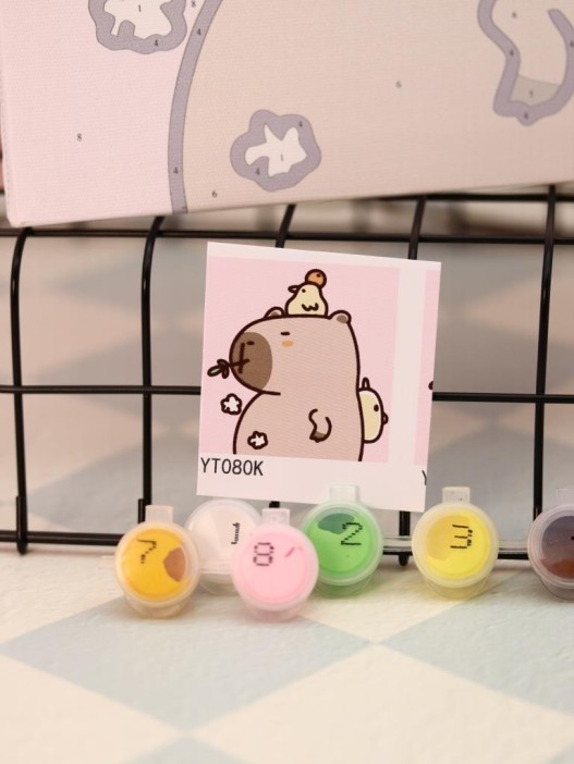 Картина по номерам на подрамнике Draw Me! «Capybara and ducks», (20*20 см) 