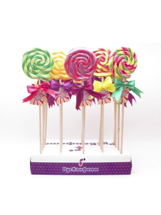 Леденцы S.L. "Завиток большой №1" (Груша, Манго, Виноград, Грэйпфрут, Тропики), шоубокс - 30шт 