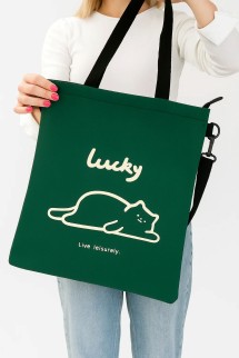 Сумка шоппер &quot;Lucky cat&quot;, green