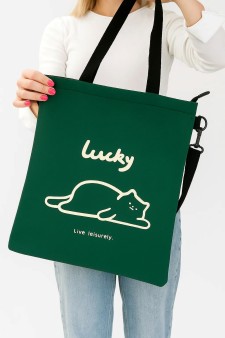 Сумка шоппер "Lucky cat", green