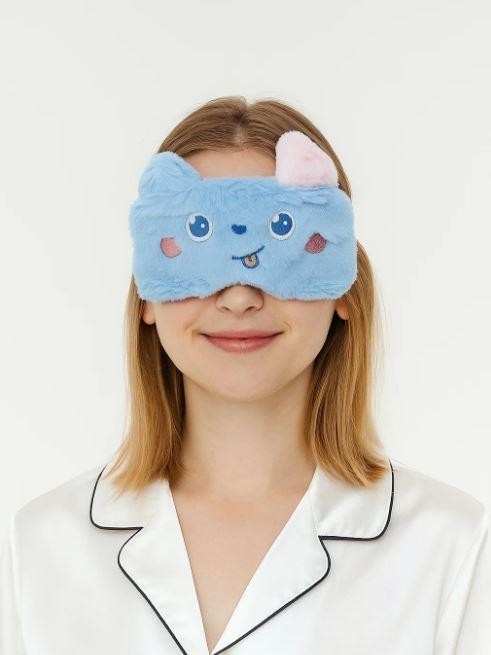Маска для сна гелевая GIRLY "Пушистый монстр", синяя 