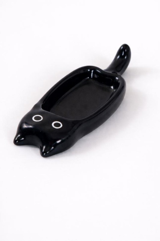 Набор керамических соусников 8шт. "Черный котик", черный (13,5х4,5х1,5 см) 