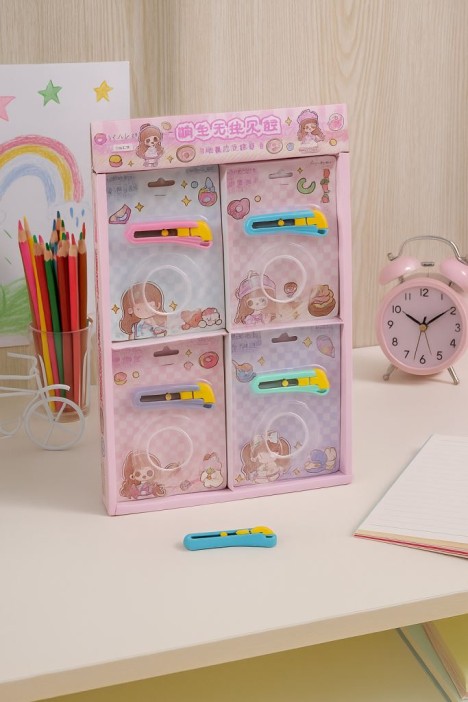 Набор скотча и канцелярского ножа &quot;Transparent&quot;, mix 