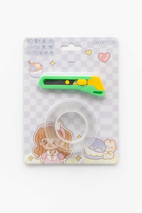 Набор скотча и канцелярского ножа &quot;Transparent&quot;, mix 