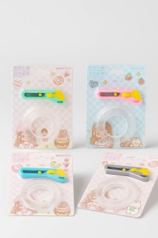 Набор скотча и канцелярского ножа "Transparent", mix