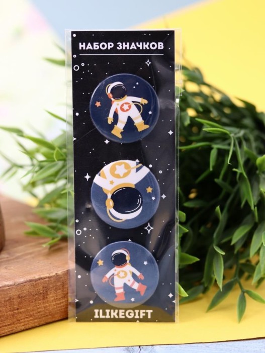 Набор значков 3 шт. iLikeGift &quot;Spaceman&quot; 