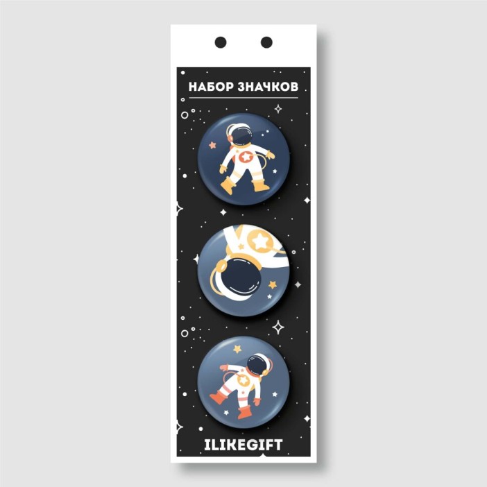 Набор значков 3 шт. iLikeGift &quot;Spaceman&quot; 