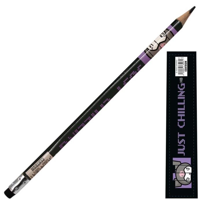 Карандаш ч/графитный с ластиком &quot;Kuromi-1&quot;, с голографческой пленкой 