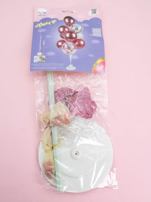 Набор воздушных шаров 11 шт. + стойка 110 см &quot;Clear glitter balloons&quot;, red 