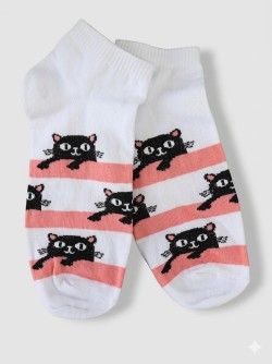 Носки женские "Черные коты", р. 35-40, розовые