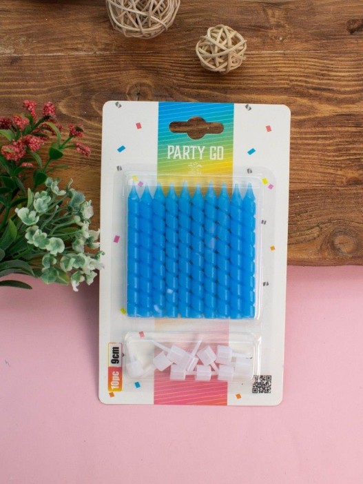 Набор свечей 10 шт. "Happy moments", blue (9 см) 