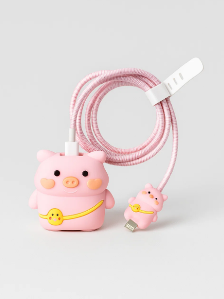 Защитный набор для зарядного устройства iLikeGift «Piggy», pink (5 предметов) 