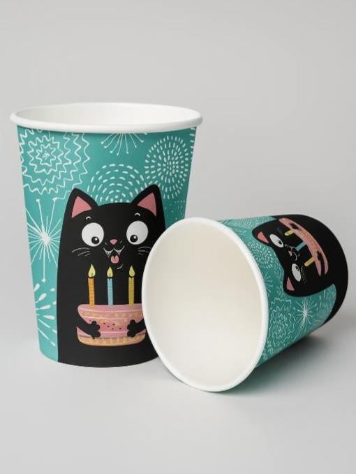 Набор бумажных стаканов 6 шт. "Кошки", 250 мл 