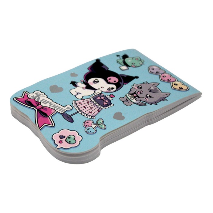 Блокнот фигурный А7 "Куроми-4", 40л, на скрепке, тиснение серебряной фольгой 