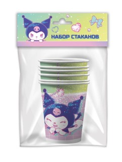 Kuromi. Набор бумажных стаканов "Неоновое настроение", 6 шт*250 мл