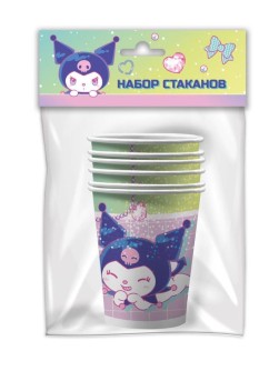 Kuromi. Набор бумажных стаканов "Неоновое настроение", 6 шт*250 мл
