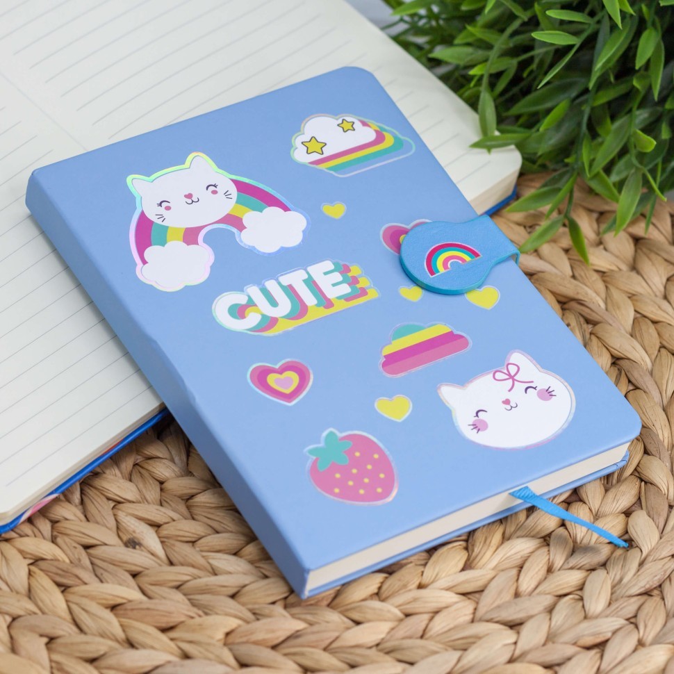 Блокнот (B6) "Cute cat head", blue (13*18)
