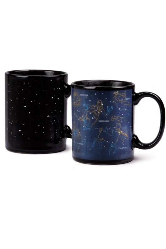 Кружка хамелеон "Звезды", черная 