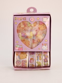 Набор декоративного скотча 4 шт. и стикеров 4 шт. &quot;Capybara&quot;, purple