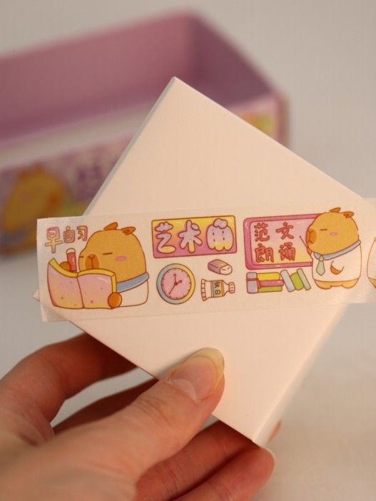 Набор декоративного скотча 4 шт. и стикеров 4 шт. &quot;Capybara&quot;, purple 