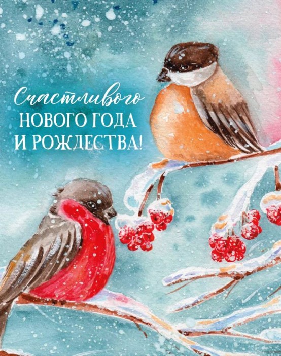 Набор мини открыток 10 шт. «Снегири», 7.5*9.5 см 