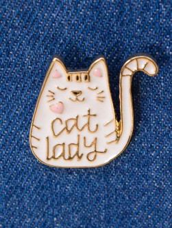 Значок "Кошка", белый
