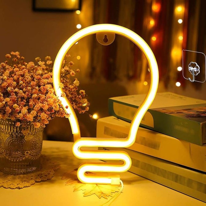Неоновый подвесной ночник «Bulb», USB, тёплое свечение (25х17 см) 