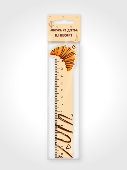 Линейка ECO из дерева iLikeGift «Круассан» 